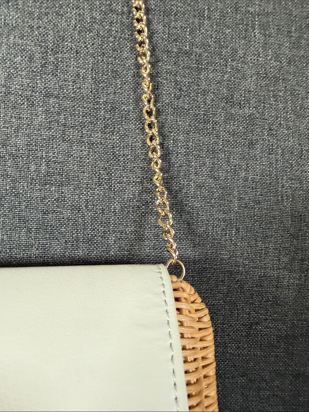 Talbots Natural Woven Satchel with White Leather Flap - Picture 6 of 16